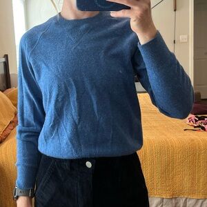 Blue raglan Everlane cashmere sweater